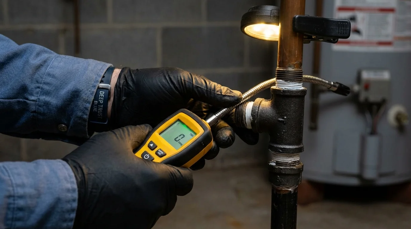 Gas leak detection with electronic sniffer by Johns Plumbing LLC in Rathdrum